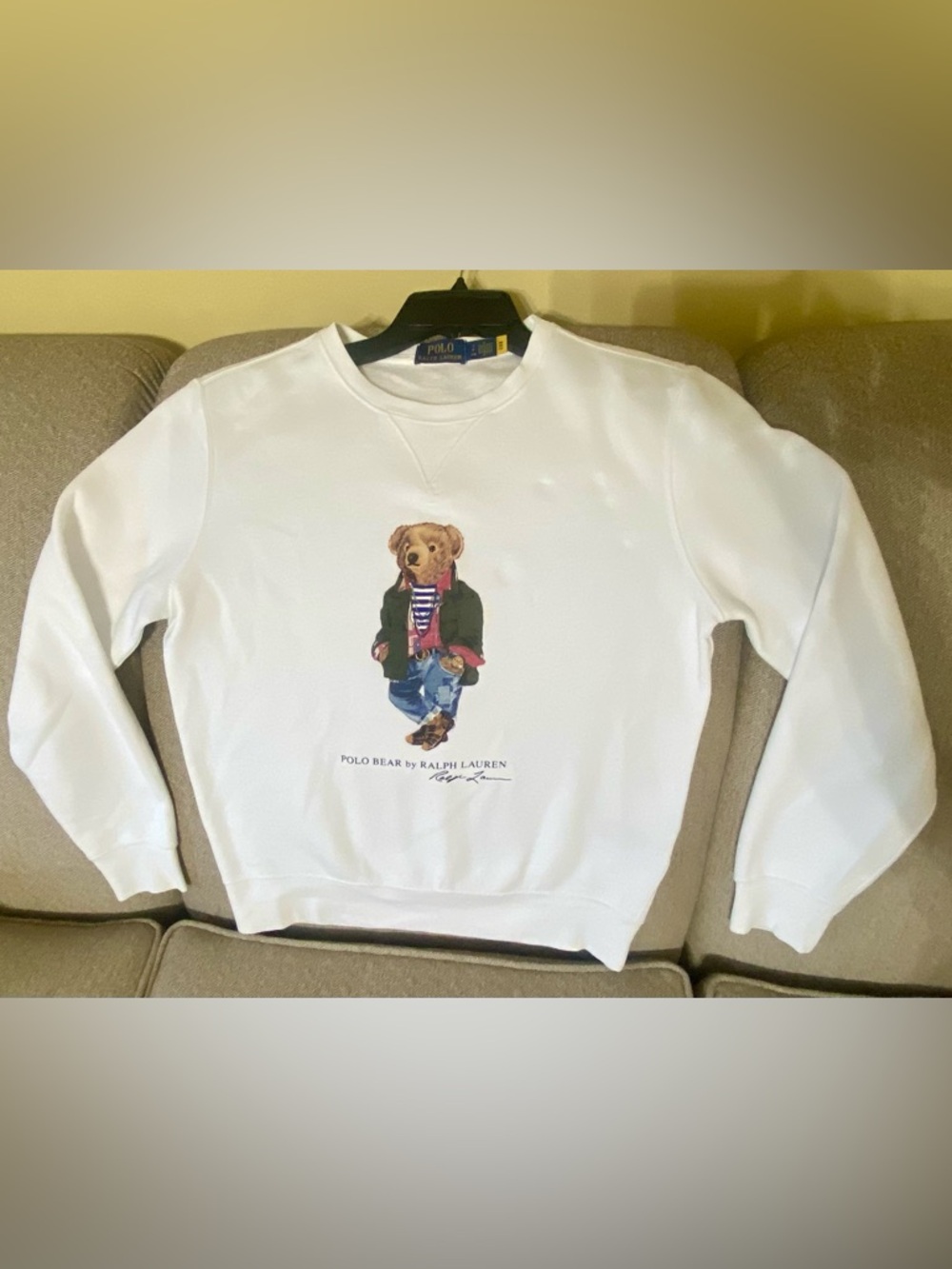POLO by RALPH LAUREN White Crewneck Sweatshirt with classic Bear logo